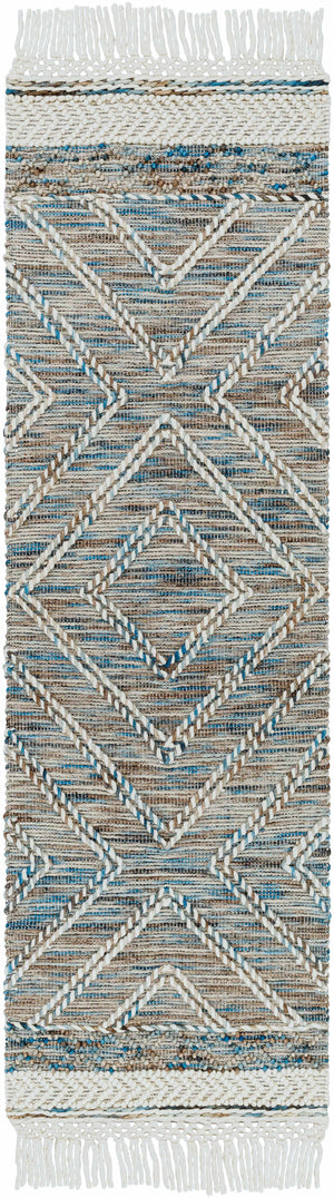 Blue Bogwalk Wool Blend Braided Tassel  Area Rug - Clearance