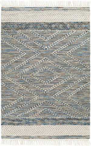 Blue Bogwalk Wool Blend Braided Tassel  Area Rug - Clearance