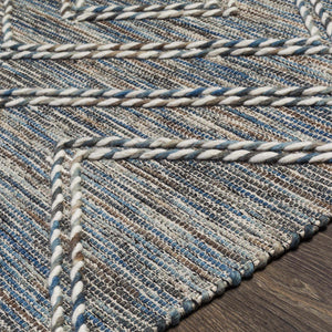Blue Bogwalk Wool Blend Braided Tassel  Area Rug - Clearance