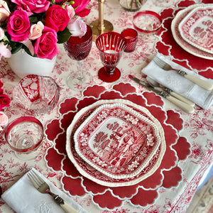 Timeless Red Scalloped Faux Leather Placemats