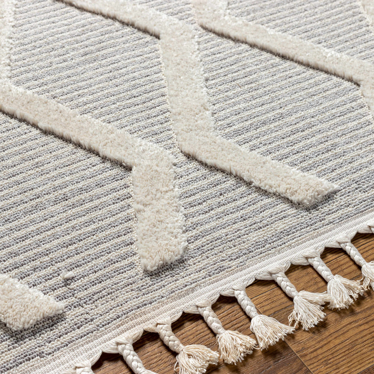 Bolong High/Low Pile Rug with Tassels - Clearance