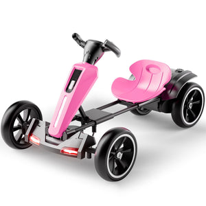 Bota Toy Electric Kids Pedal Go Kart with Adjustable Seat and Foldable Design in Pink