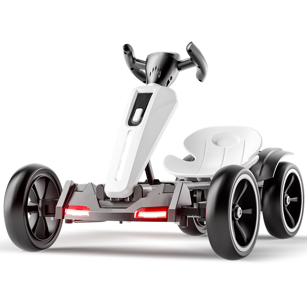 Bota Toy Electric Kids Pedal Go Kart with Adjustable Seat and Foldable Design in White