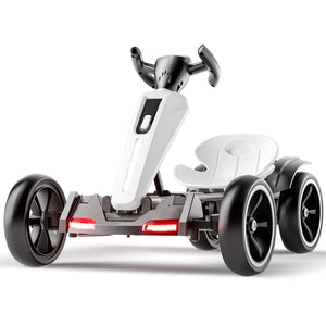 Bota Toy Electric Kids Pedal Go Kart with Adjustable Seat and Foldable Design in White