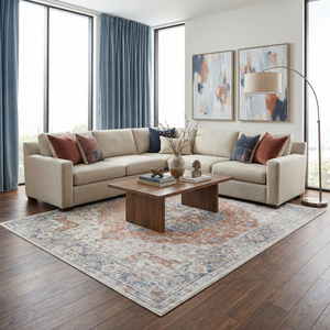 Boutique Rugs Akram Gray & Orange Washable Area Rug - view 2