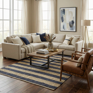 Boutique Rugs Ilkay Beige & Navy Jute Area Rug - view 2
