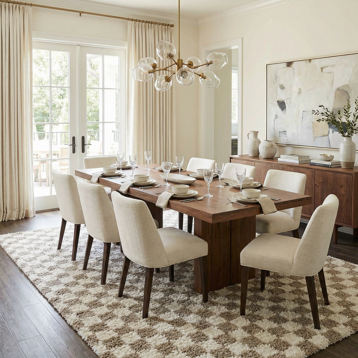 Boutique Rugs Kieu Taupe Checkered Shag Rug - view 2