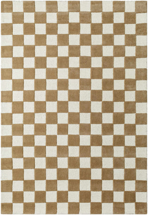 Boutique Rugs Timin Brown Checkered Wool Area Carpet