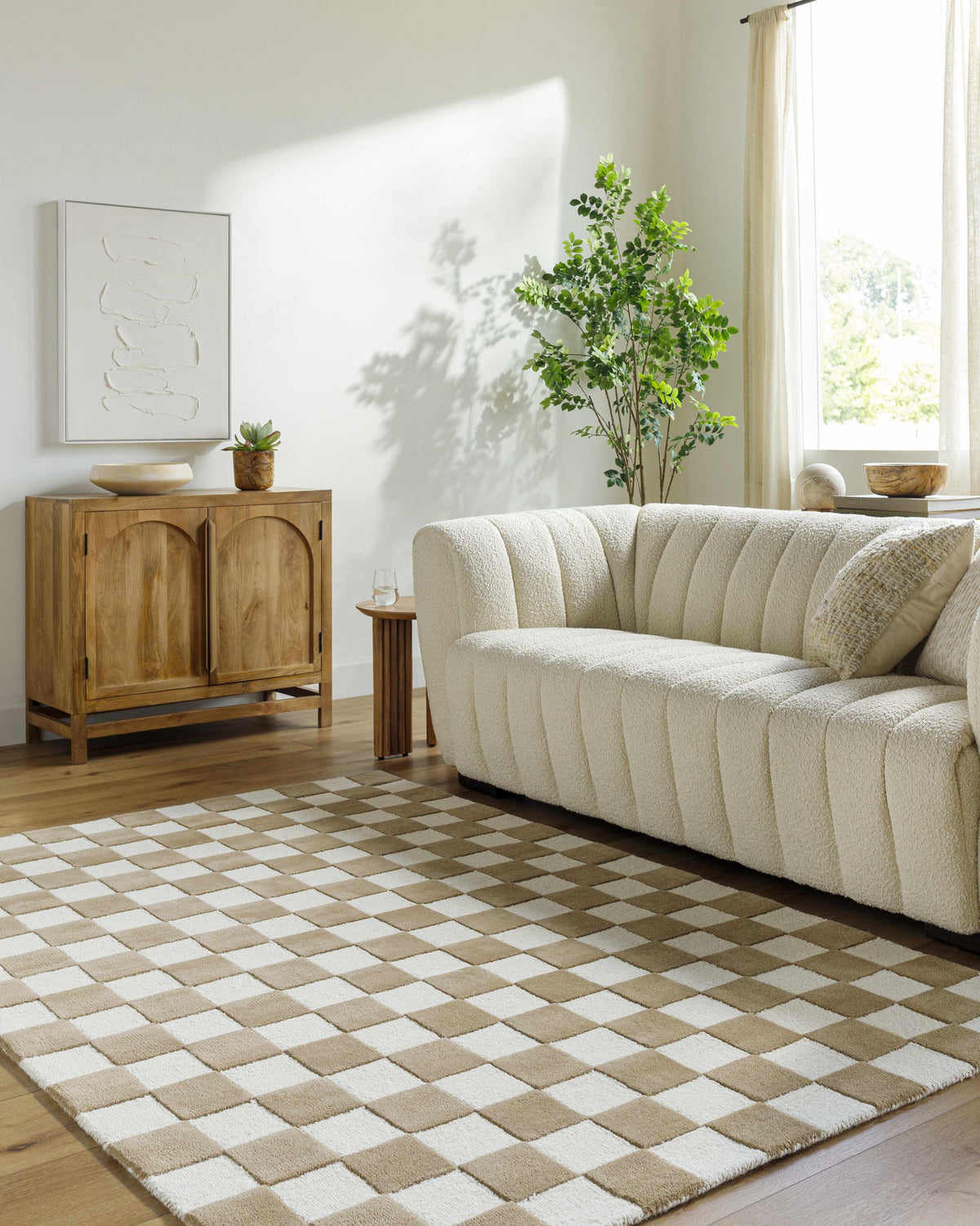 Boutique Rugs Timin Brown Checkered Wool Area Carpet - view 2