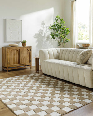 Boutique Rugs Timin Brown Checkered Wool Area Carpet - view 2