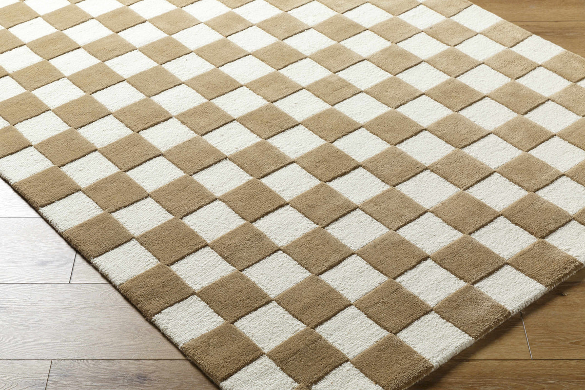 Boutique Rugs Timin Brown Checkered Wool Area Carpet - view 4