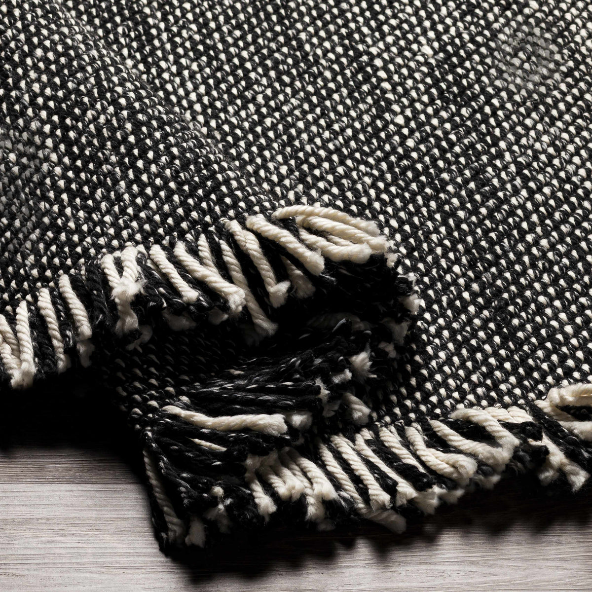Boyden Black Area Rug with Tassels - Clearance