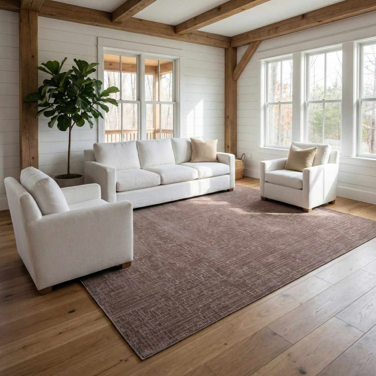 Leanna Light Brown Washable Area Rug