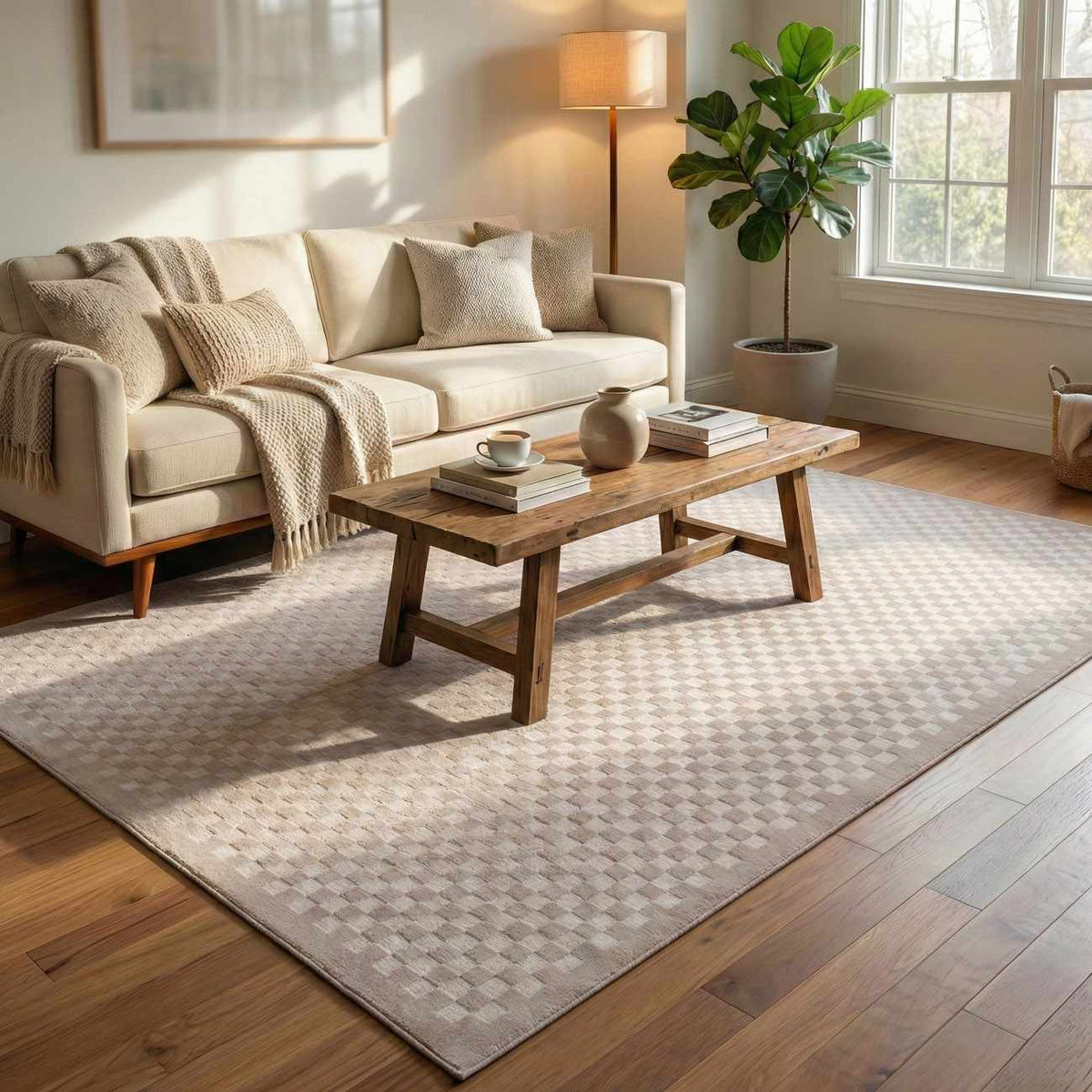 Gaiwan Cream Washable Area Rug