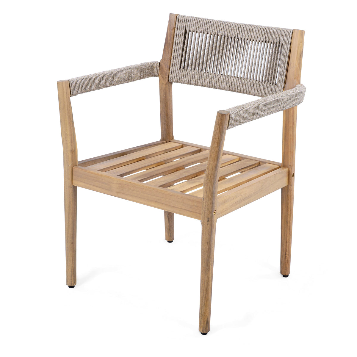 Braided Acacia Wood Outdoor Dining Chairs with Cushions - view 13