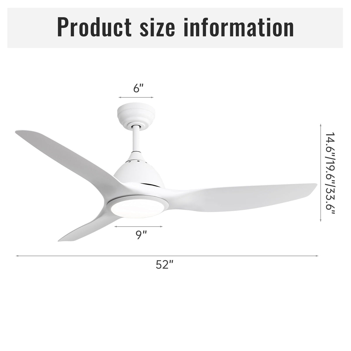 Bredoom 52" Ceiling Fan with Remote Control and LED Light - view 5