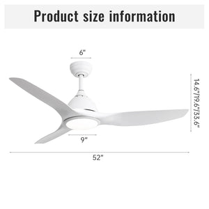 Bredoom 52" Ceiling Fan with Remote Control and LED Light - view 5