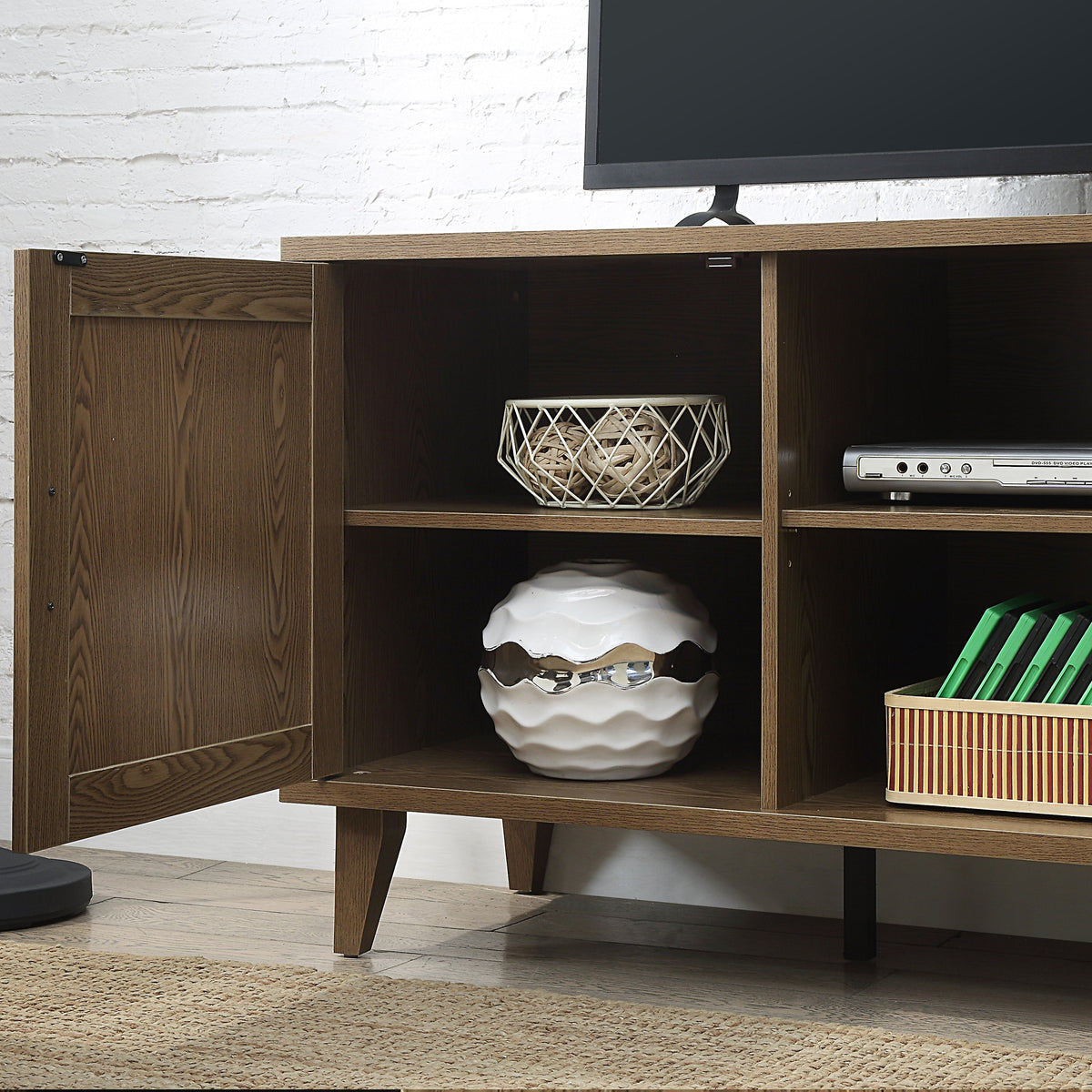 Bridgevine Home Modern 60 Inch TV Stand with Storage & Cable Management - view 3