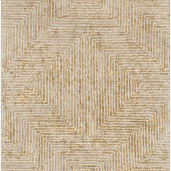 Quartz Patterned Sheen Beige Viscose Rug
