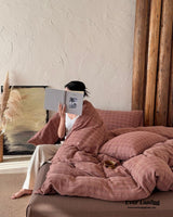 British Vintage Plaid Bedding Set / Brown