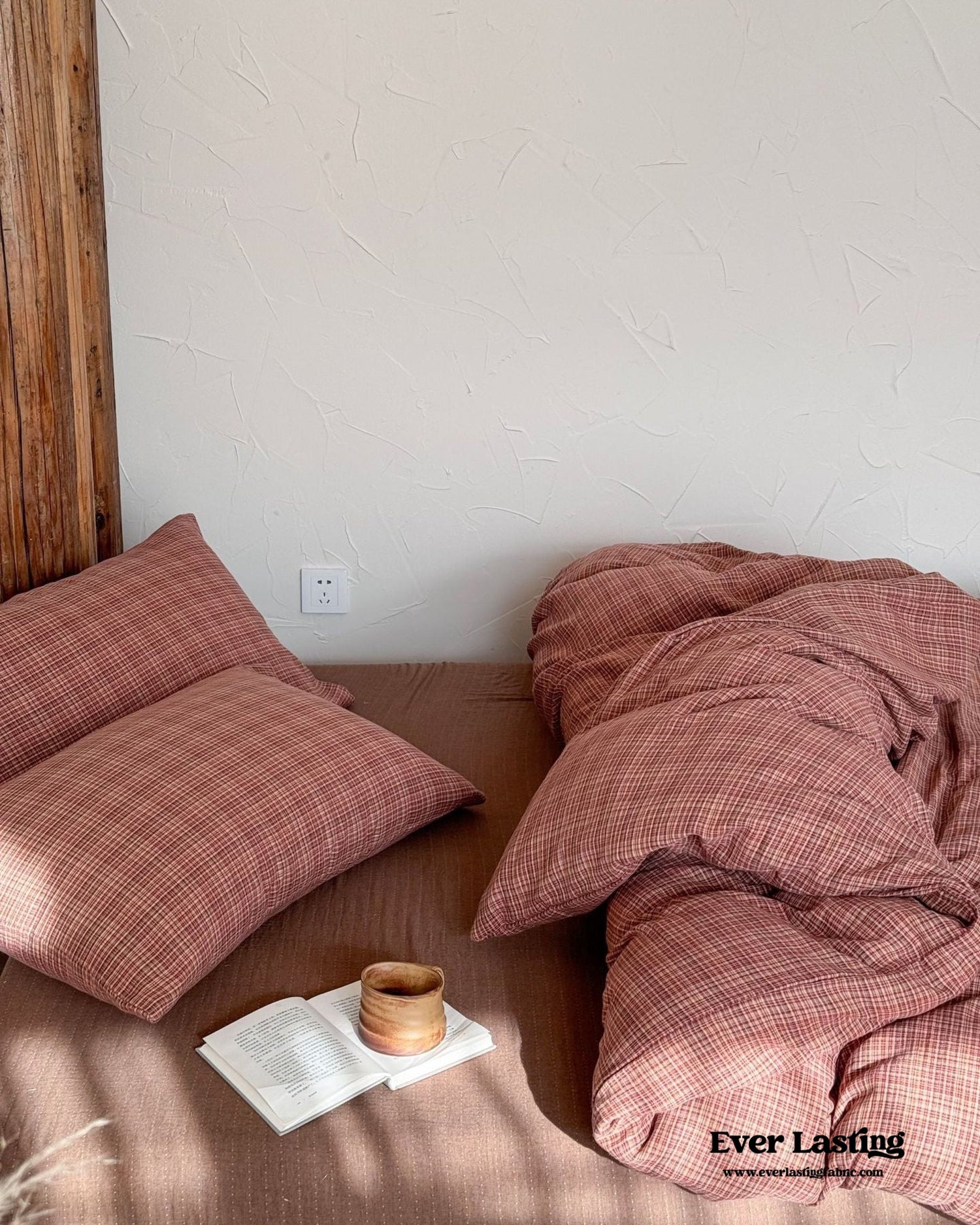 British Vintage Plaid Bedding Set / Brown