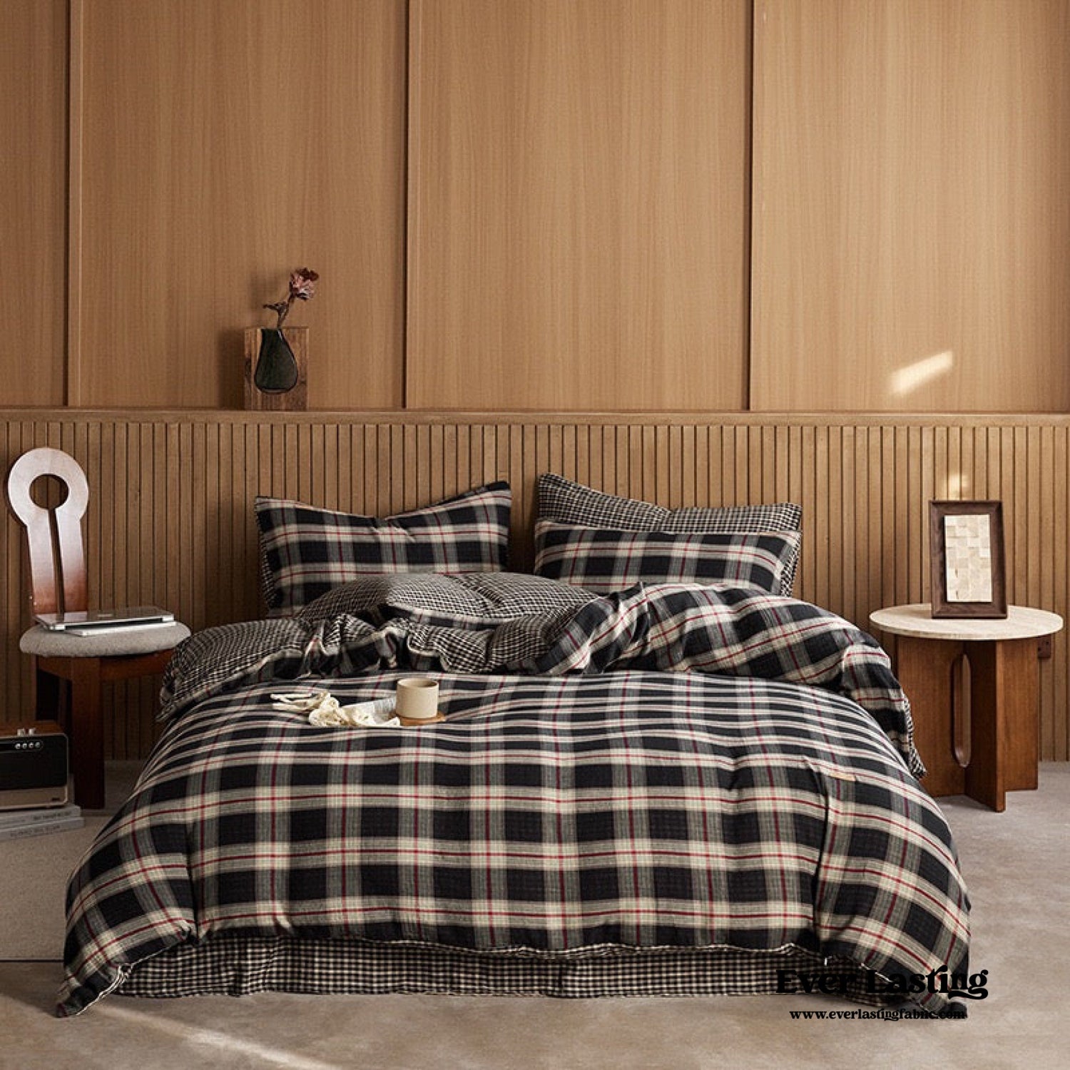 British Vintage Plaid Bedding Set / Brown
