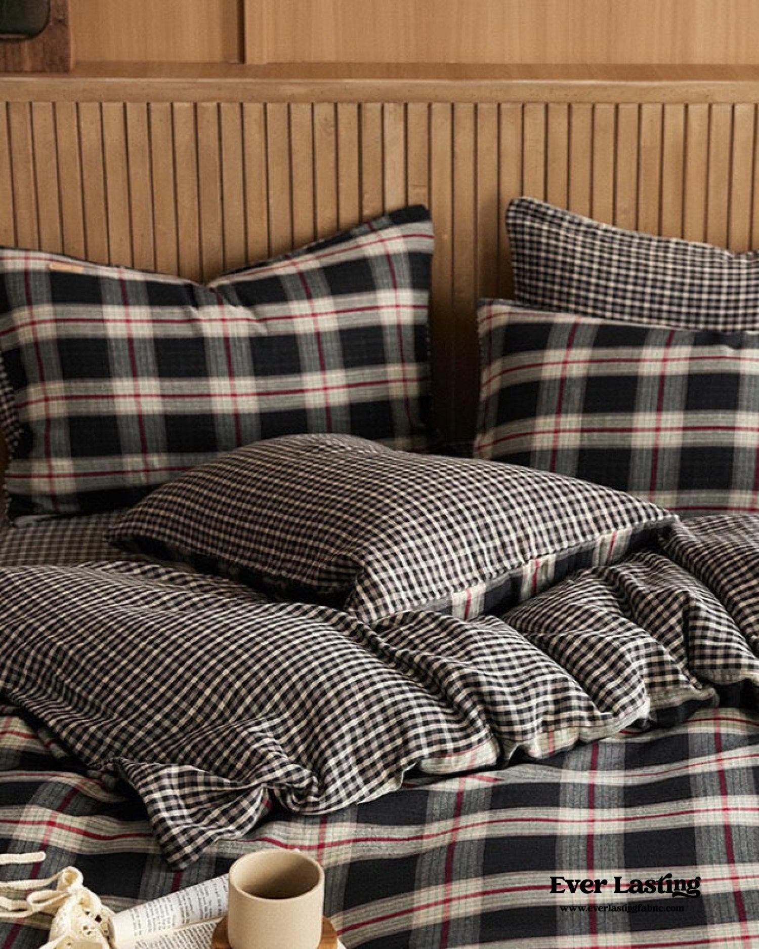 British Vintage Plaid Bedding Set / Brown