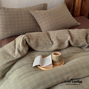 British Vintage Plaid Bedding Set / Brown
