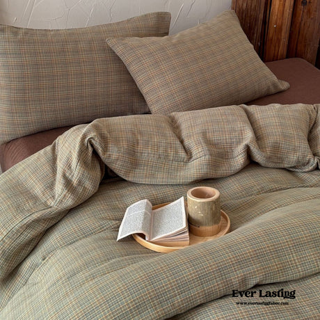 British Vintage Plaid Bedding Set / Brown