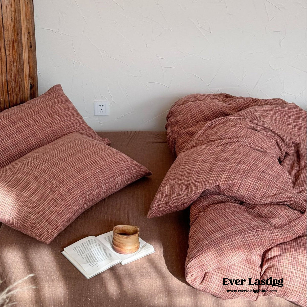 British Vintage Plaid Bedding Set / Brown