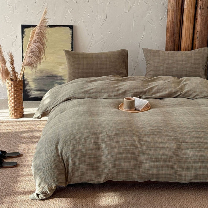 Ever Lasting British Vintage Plaid Bedding Set / Brown