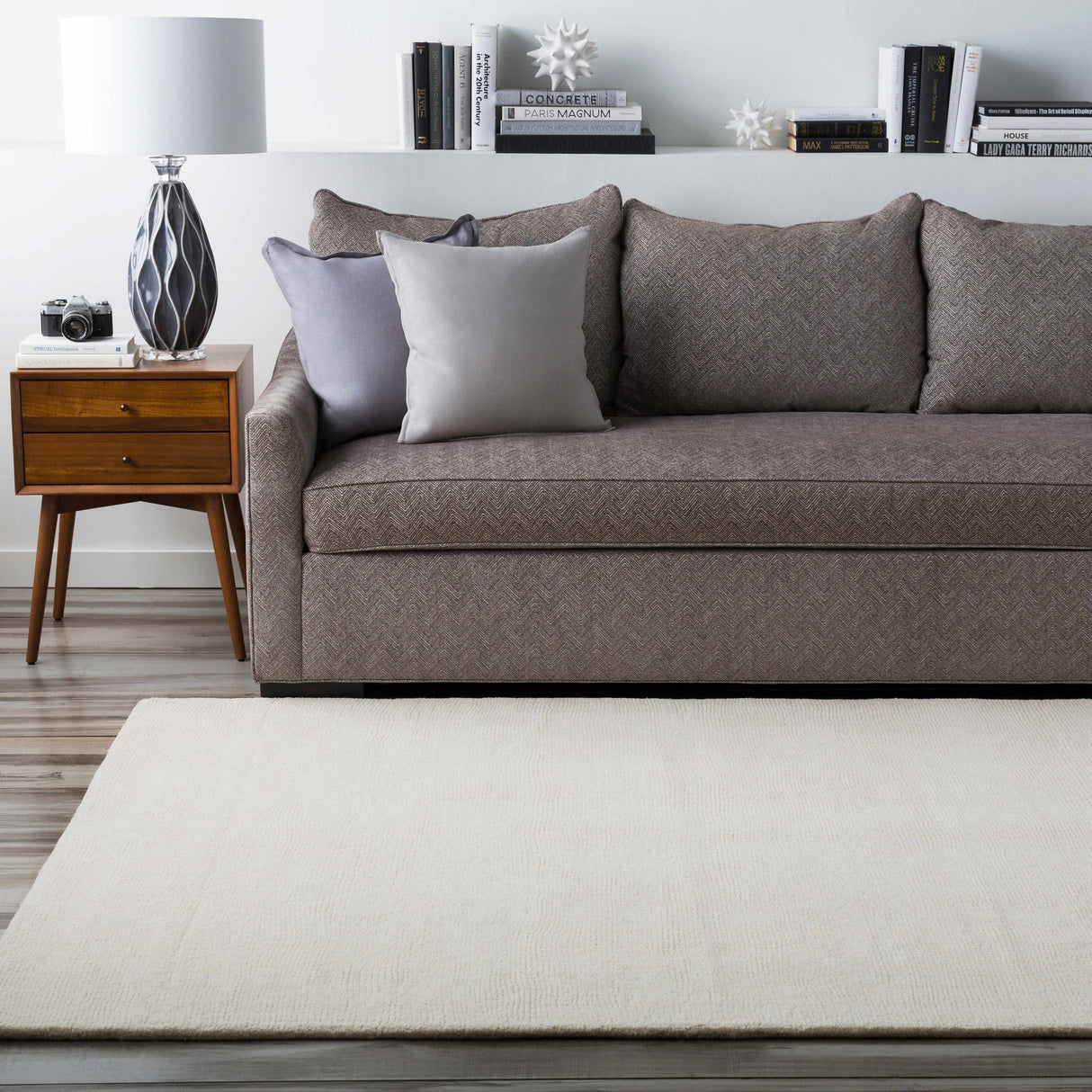 Brockton Solid Light Beige Wool Rug