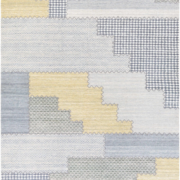 Bishopton Blue/Yellow Patchwork Viscose Rug - Clearance