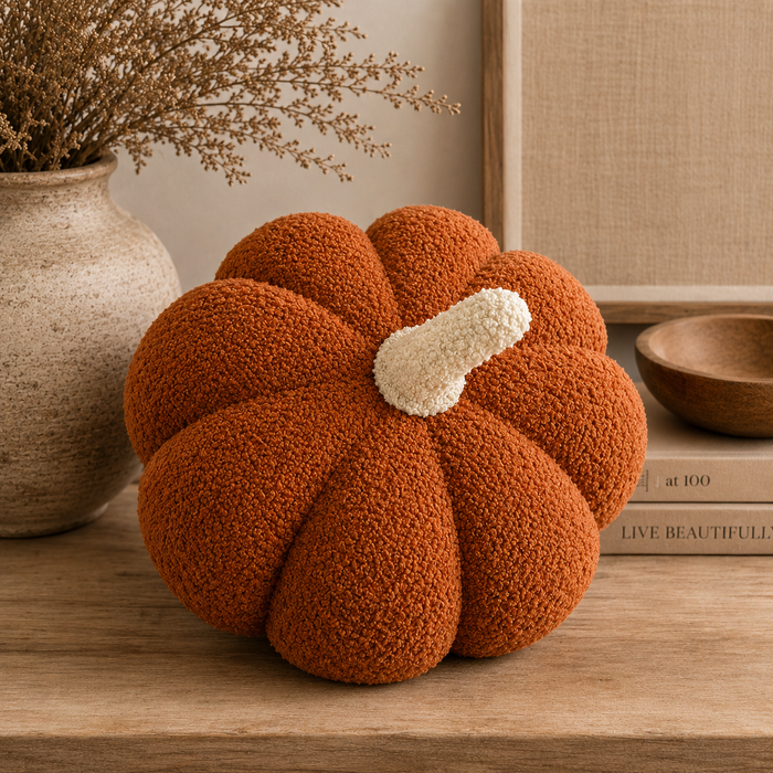 Busa Designs 11” Jumbo Sherpa Orange Pumpkin Pillow