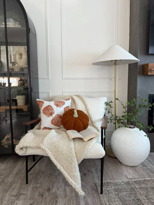 Busa Designs 11” Jumbo Sherpa Orange Pumpkin Pillow - view 3
