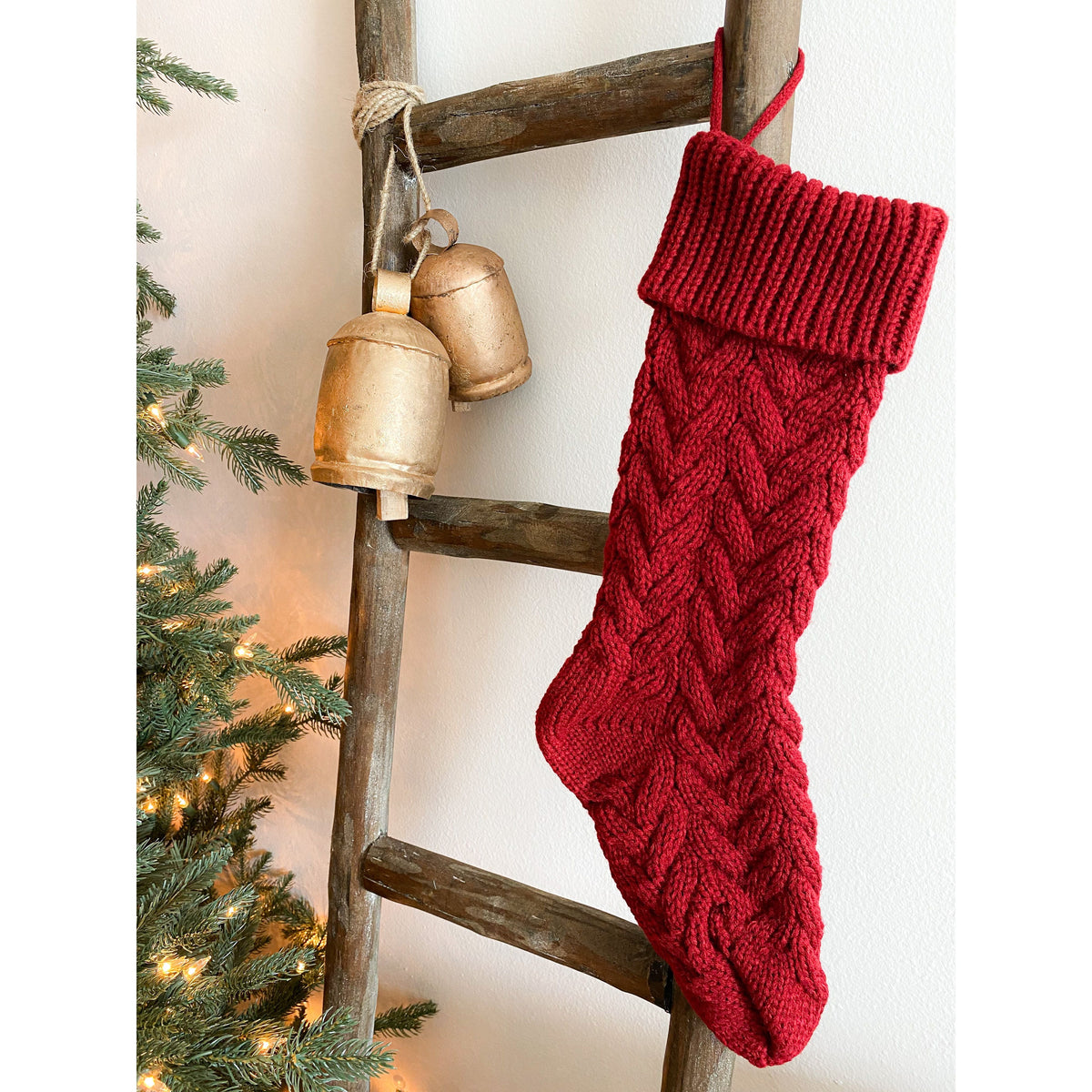 Busa Designs Red Knitted Christmas Stocking