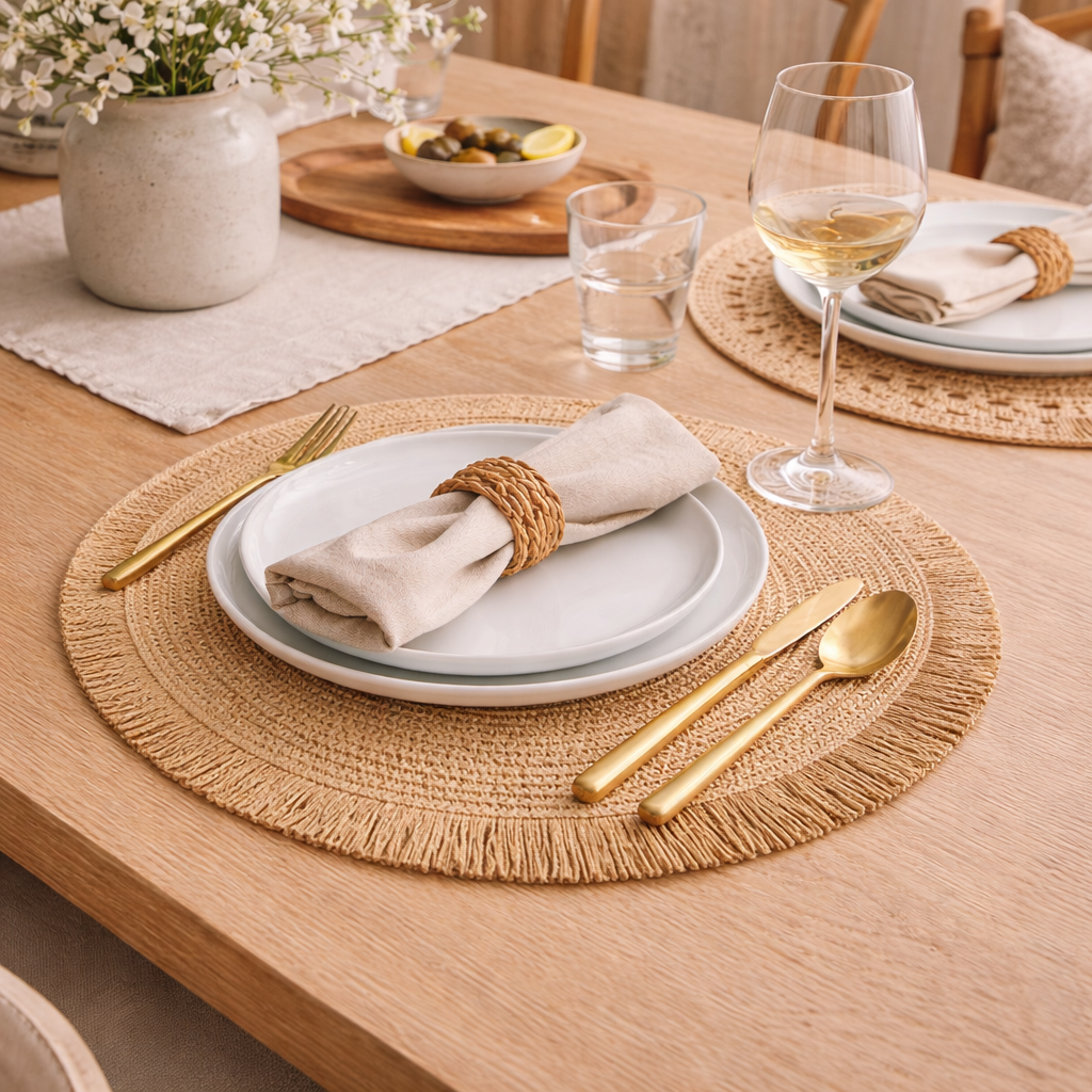 Busa Designs Santorini Straw Fringe Placemats - view 2