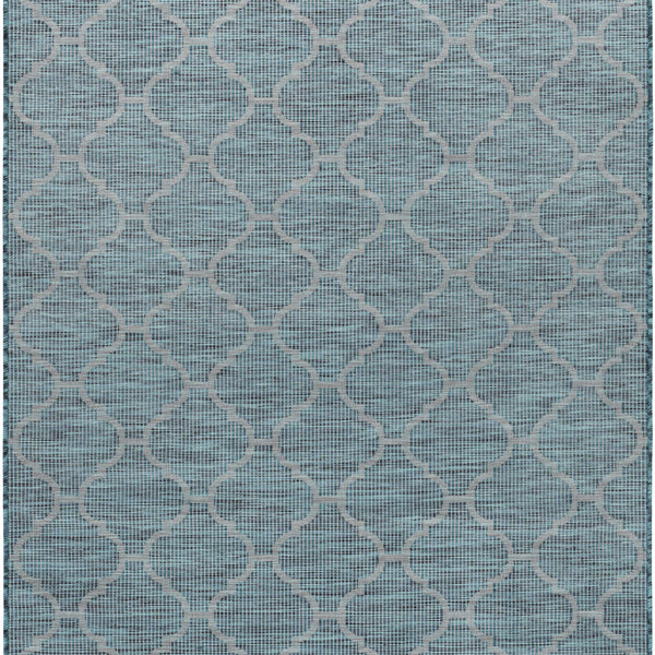 Unique Outdoor Trellis Area Rug, Teal - Clearance