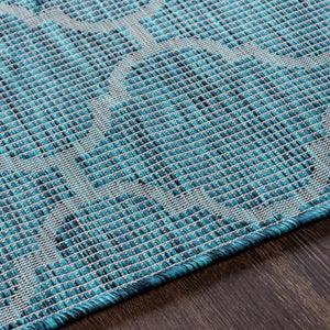 Unique Outdoor Trellis Area Rug, Teal - Clearance