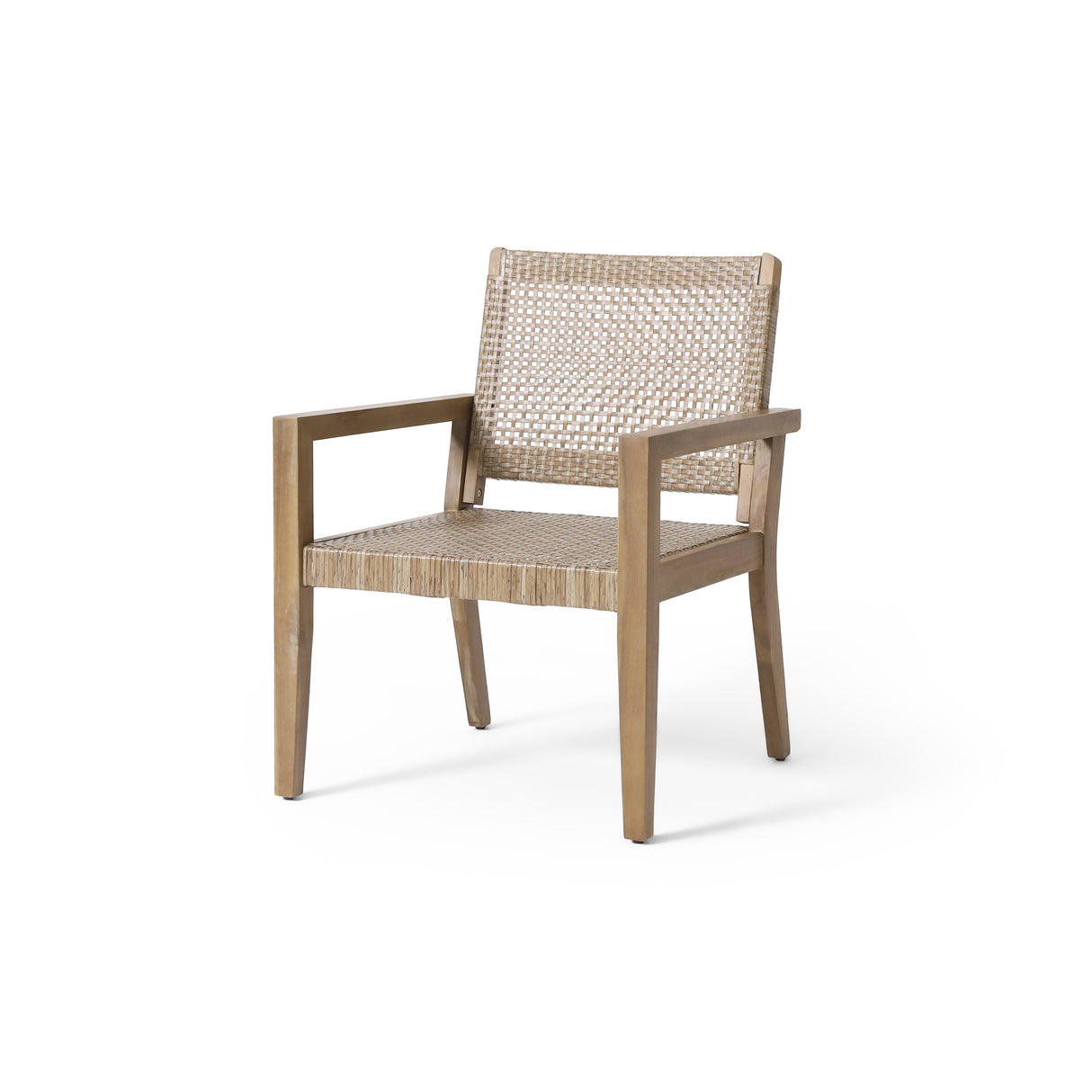 Outdoor Wicker and Acacia Wood Club Chairs - Set of 2