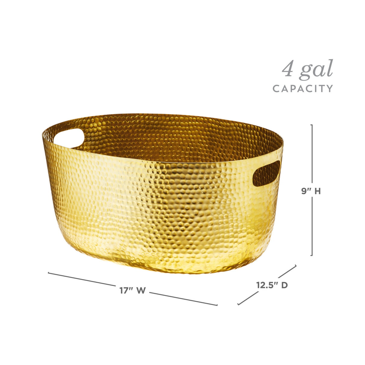 Hammered Metal Tub in Gold