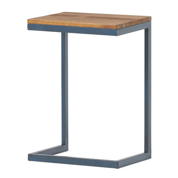 C Shaped End Table With Iron Base And Fir Wood To - Best Buy Furniture