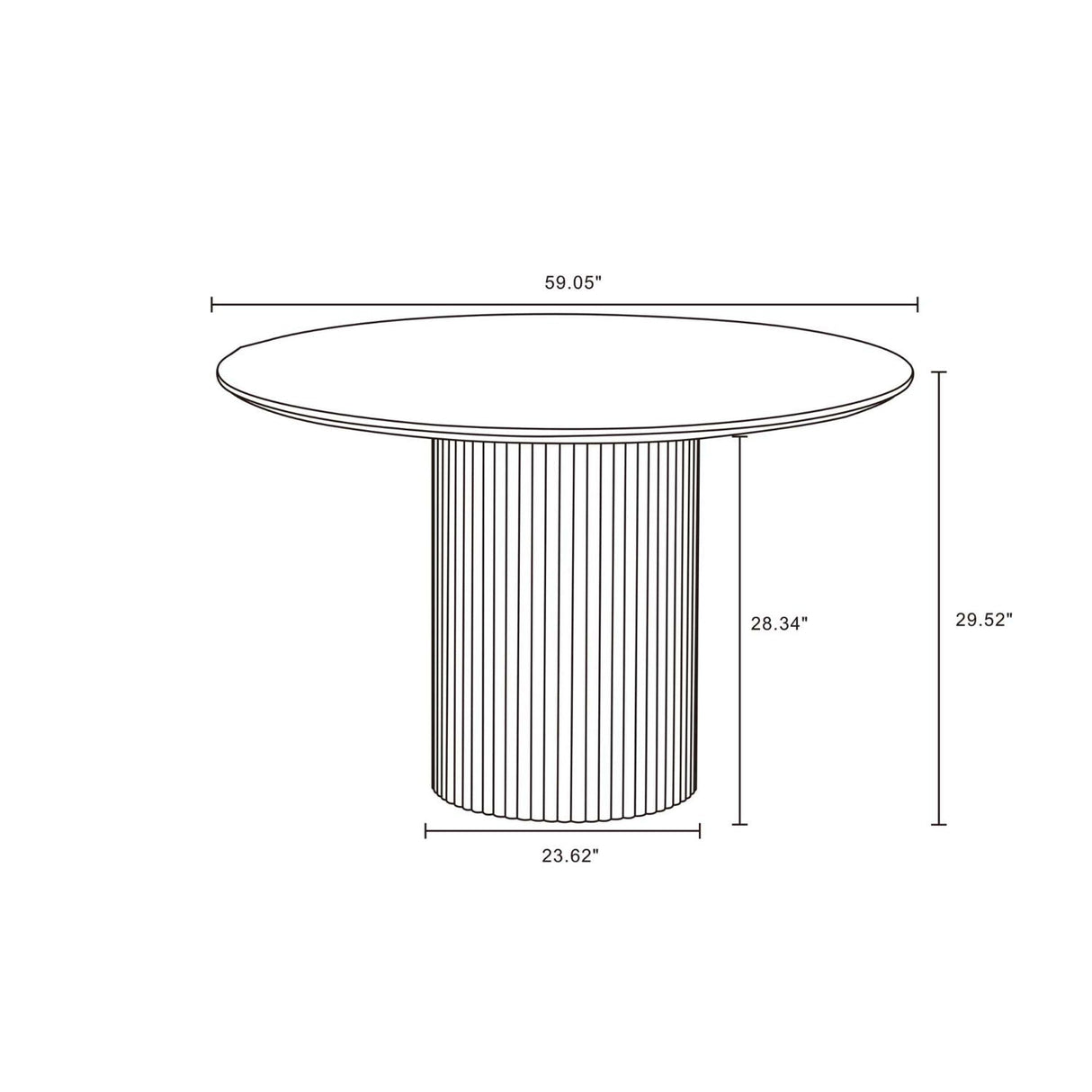 Hathaway - Round Dining Table With Ribbed Base