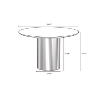Hathaway - Round Dining Table With Ribbed Base
