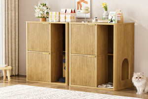 31.5-inch Light Wood Cat Litter Cabinet with Cat Tree