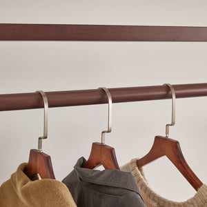 Solid Wood Freestanding Coat Rack with Rolling Wheels & Storage Basket