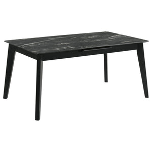 Bellingham - Dining Table With Self Storing Extension Leaf - Black Marble-Look Sintered Stone
