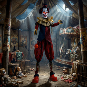 HOMCOM 95" Large Animated Clown Halloween Decorations