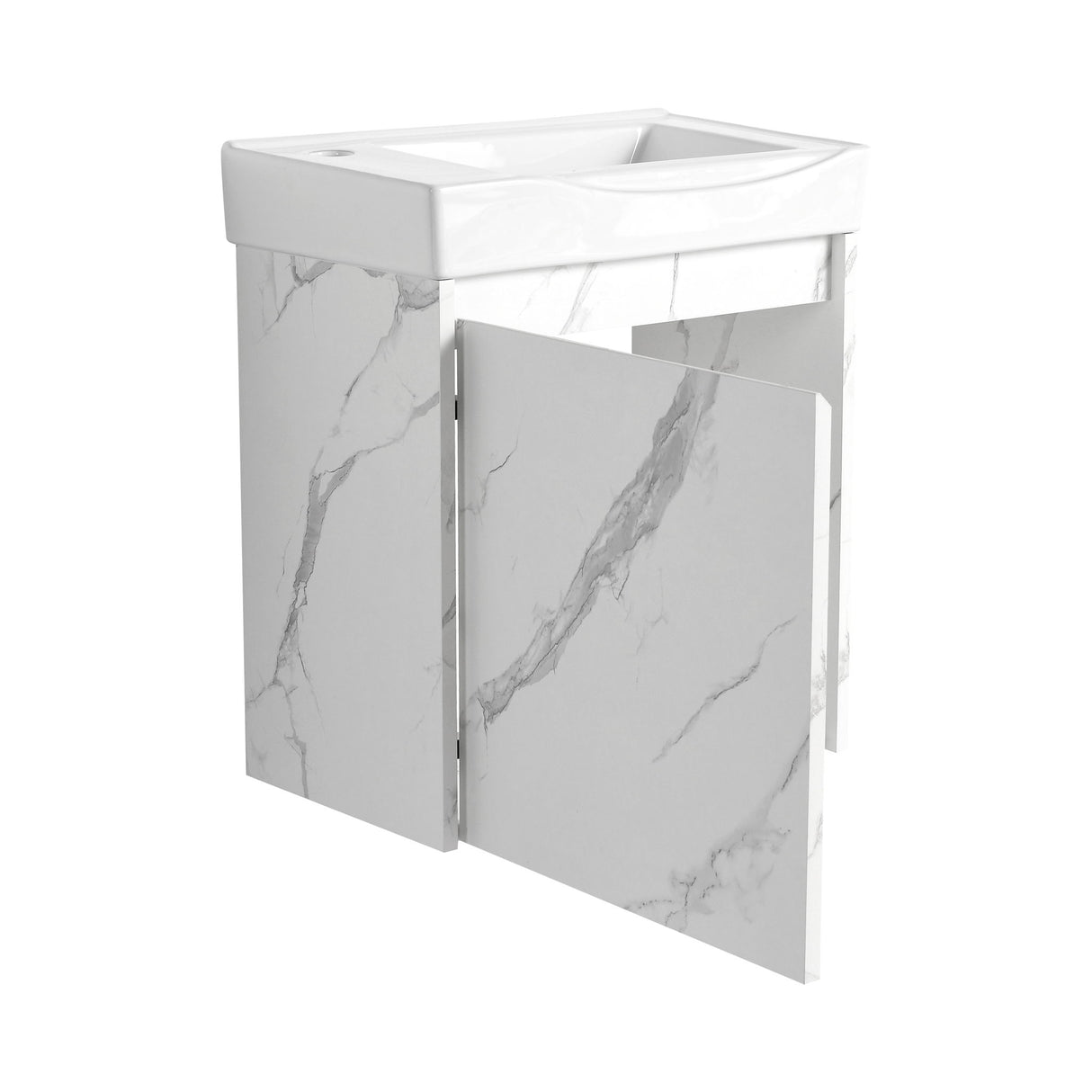 Modern Bathroom Vanity With Ceramic Basin, Wall Mounted Floating Sink Combo, Storage Cabinet