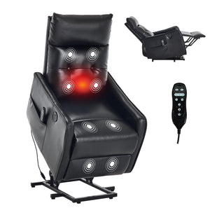 Black PU Single Motor Power Lift Recliner Chair